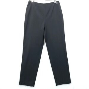 Chanel Pants Women 42 Black 100% Wool Classic Straight Leg Cuff Side Zip Dress‎
